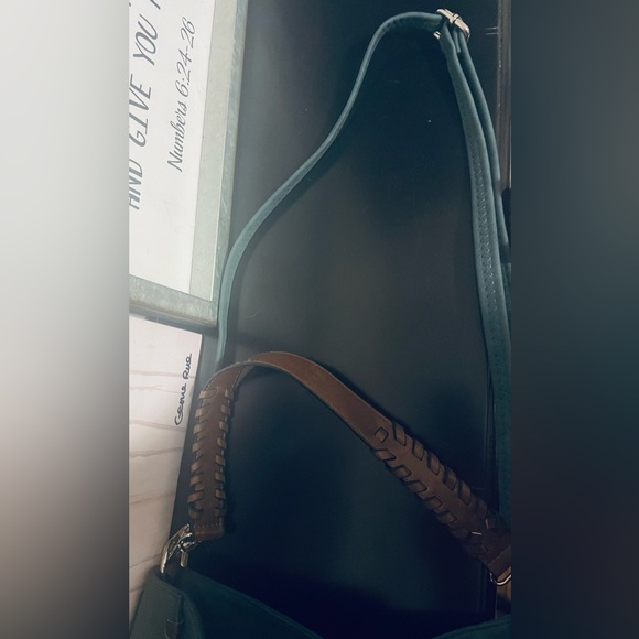 Blue Large Zip Closure Handbag Convertible Straps